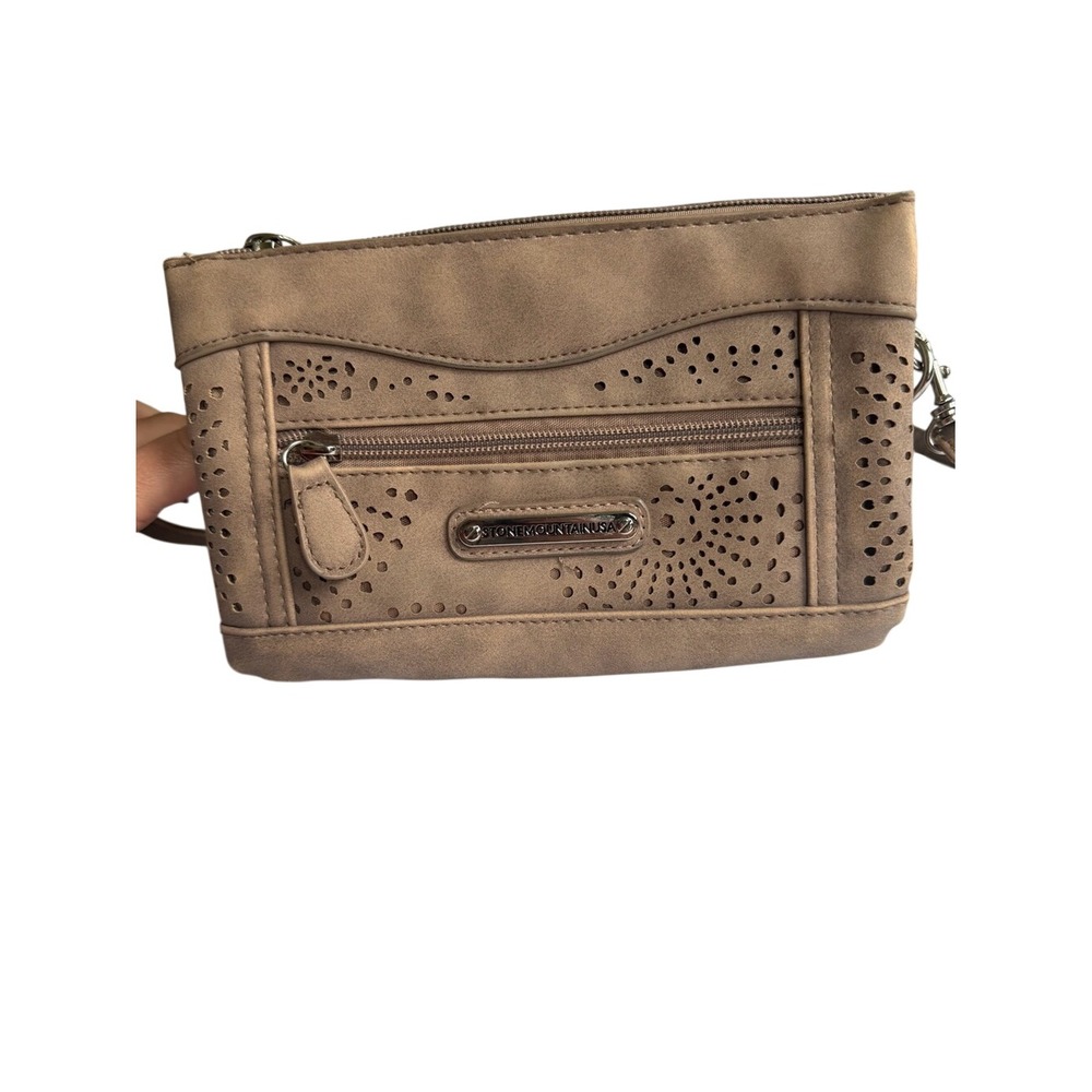 Stone Mountain USA Taupe Perforated 4-in-1 Crossbody Multi-Pocket Bag NWOT